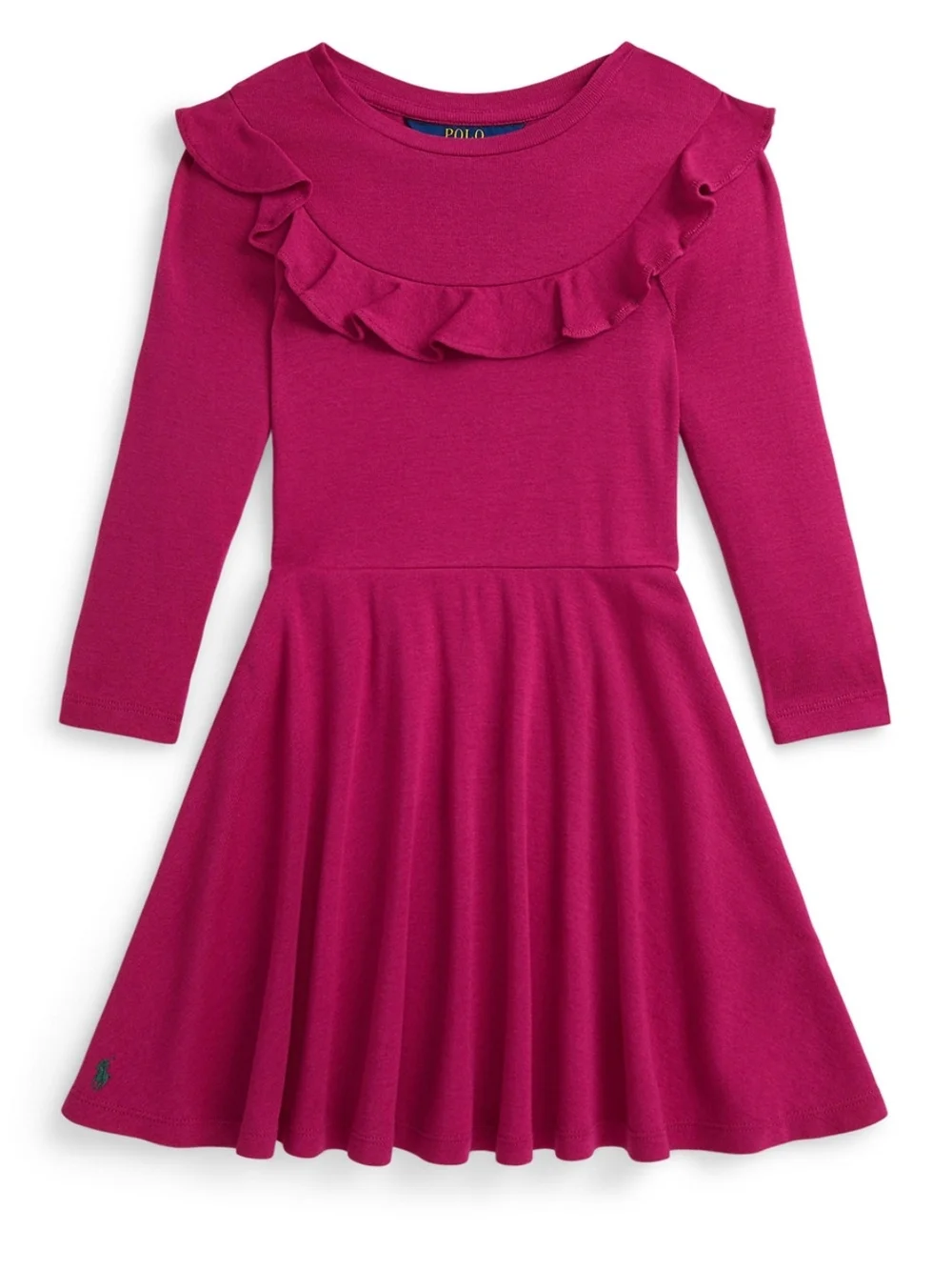 Polo by Ralph Lauren Girls' Fuchsia Ruffle-Front Knit Dress
